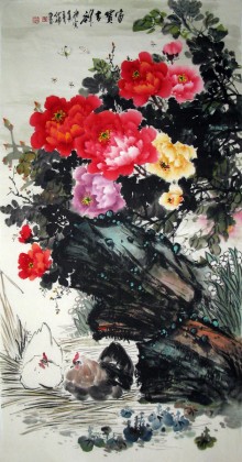 【已售】四尺家居牡丹画《吉祥如意》