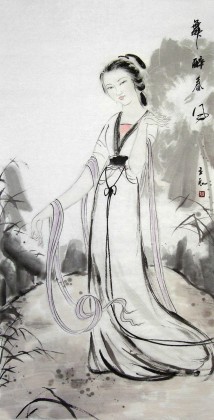 【已售】精品四尺仕女图《舞醉春风》