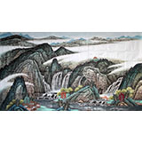 宁良成精品六尺山水《清谷幽泉》