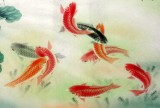 【已售】北京美协蒋文秀四尺九鱼《连年有余》