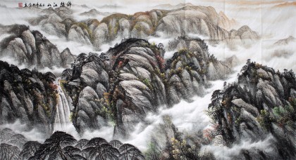 【已售】桂林美协刘兴全六尺办公室山水画《锦绣江山》