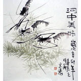 黄云鸿三尺餐厅斗方画《河中美味》