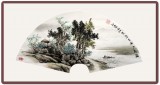 【已售】吉林美协邹本财扇画《溪边人家四时忙》