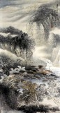【已售】六尺国画山水《江村幽景图》