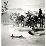 黄云鸿精品三尺斗方《清江行舟》