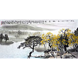 桂林美协黄云鸿四尺山水画《秋山林木诗意图》
