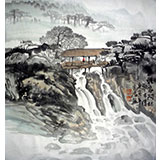 黄云鸿精品三尺斗方山水《谁家阿妹歌木楼》