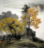 【已售】黄云鸿精品三尺斗方山水《秋江行舟》