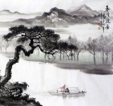 【已售】桂林美协黄云鸿四尺山水画《春溪泛舟》