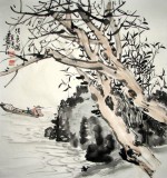 【已售】黄云鸿精品三尺斗方山水《得鱼图》