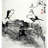 黄云鸿三尺斗方卧室挂画《山野情趣图》