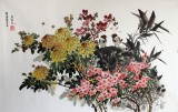 【已售】朝鲜一级画家郑明权双栖图
