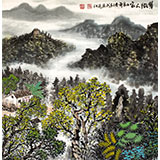 宁良成四尺斗方山水《翠微人家》