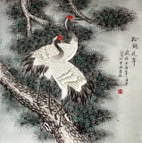 【已售】凌雪四尺斗方花鸟画《松鹤延年》
