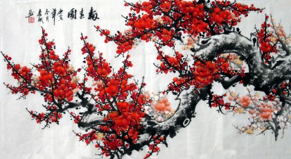 【已售】三尺国画梅花《报春图》