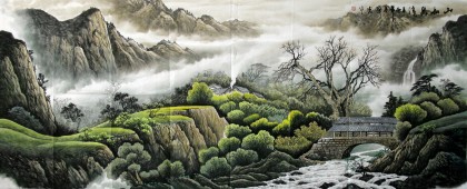 【已售】小八尺国画山水《山高泉清》