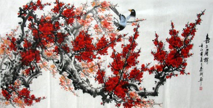 【已售】四尺国画梅花报喜图《喜上梅梢》