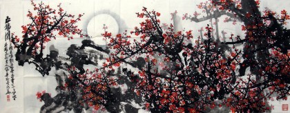 【已售】小六尺国画梅花《五福图》