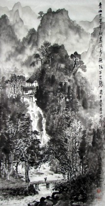 【已售】桂林美协黄云鸿四尺山水画《流水无弦万古琴》