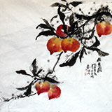 李明成四尺斗方祝寿字画《硕果图》