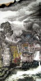 【已售】桂林美协黄云鸿四尺山水画《山乡秋意图》