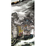 桂林美协黄云鸿四尺山水画《山乡秋意图》