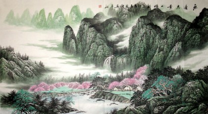 【已售】六尺国画山水《无边光景一时新》