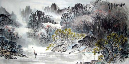 【已售】杨春四尺山水画《南溪之秋》