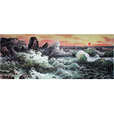 小八尺朝鲜国画大海《海金刚》