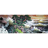 小八尺朝鲜国画大海《松树的波涛》