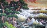 【已售】小八尺朝鲜国画大海《松树的波涛》