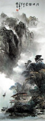 【已售】杨春四尺山水《清江烟雨》（已裱轴）