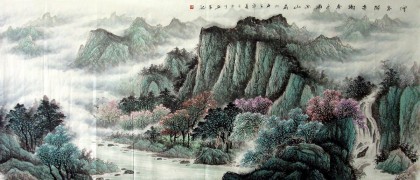 【已售】客厅办公室巨幅风水挂画《春色满幽山》