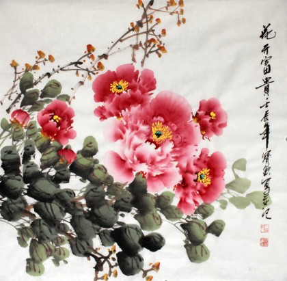 【已售】王宝钦四尺斗方牡丹《花开富贵》(询价)