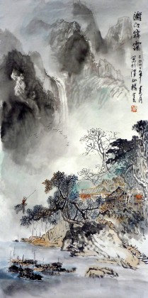 【已售】杨春三尺精品山水《漓江雾霭图》