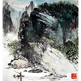 杨春三尺斗方精品山水《幽境图》