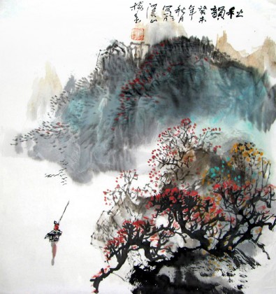 【已售】杨春三尺斗方山水画《秋韵图》