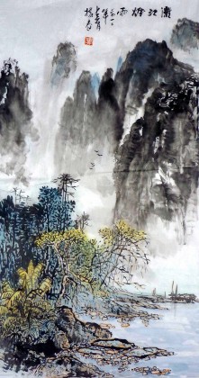 【已售】杨春三尺精品山水《清江烟雨图》