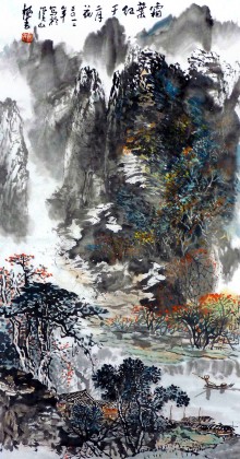 【已售】写意山水名家杨春三尺《霜叶红于二月花》