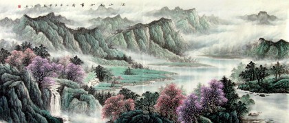 【已售】小八尺山水国画精品《江山美如画》