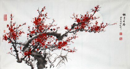 何华贤三尺喜庆红梅图《铁骨生春》