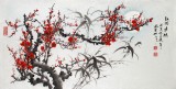 【已售】三尺月夜梅花图《红梅争艳》