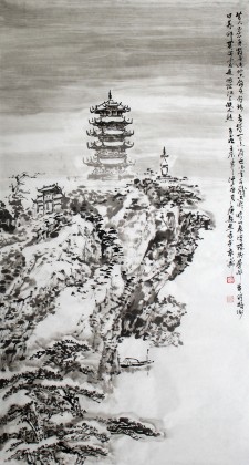 QA庾超然黄鹤楼作品系列之《黄鹤楼冬景图》
