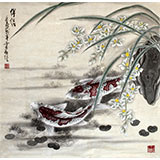 河南美协董书林四尺斗方卧室挂画《伴侣》