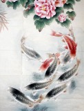 【已售】河南美协董书林四尺九鱼图《富贵有余》