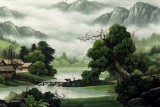 【已售】客厅小八尺风水聚宝盆山水《福地安居富水长流》