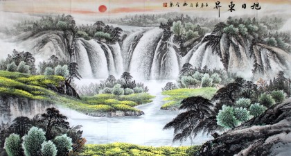 【已售】桂林美协刘兴全六尺聚宝盆《旭日东升》