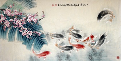 【已售】河南美协董书林四尺国画《九如图》