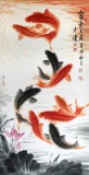 中国画院周升达四尺《富贵久鱼》已裱轴（议价）