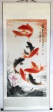 中国画院周升达四尺《富贵久鱼》已裱轴（议价）